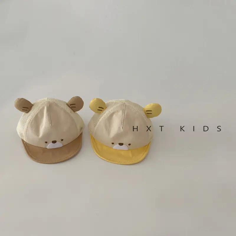 Baby Bear Cap Summer Beige Half Mesh Breathable - Image 7