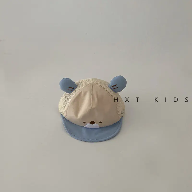 Baby Bear Cap Summer Beige Half Mesh Breathable - Image 2