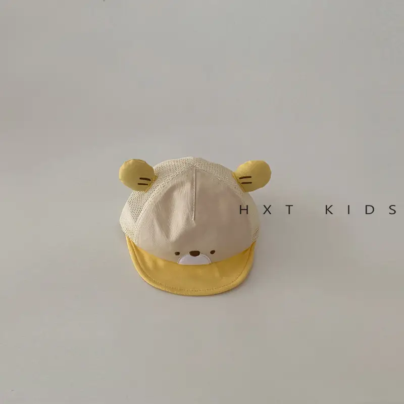 Baby Bear Cap Summer Beige Half Mesh Breathable - Image 3