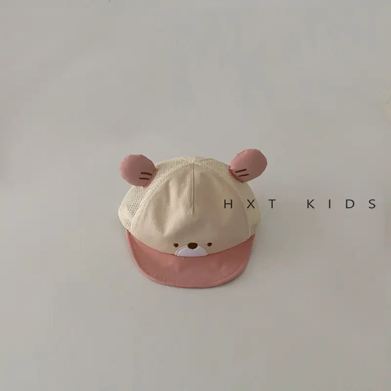 Baby Bear Cap Summer Beige Half Mesh Breathable - Image 4