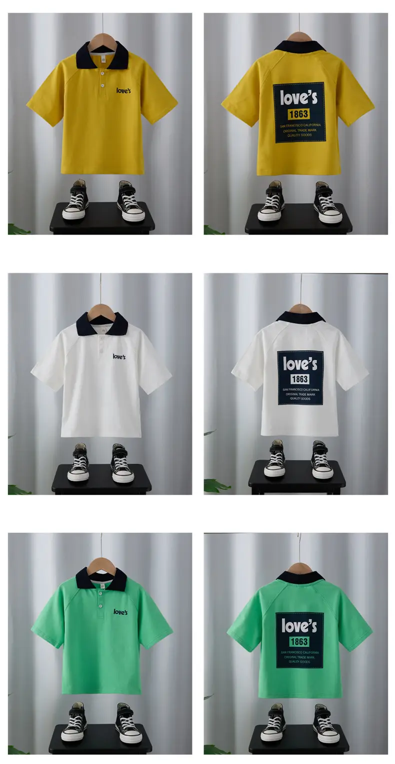 Boys Yellow Polo Shirt 2025 Summer Turn Down Collar — feature 2