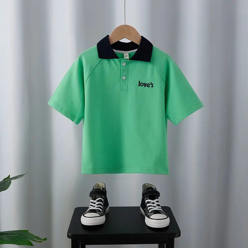 Boys Yellow Polo Shirt 2025 Summer Turn Down Collar - Image 2