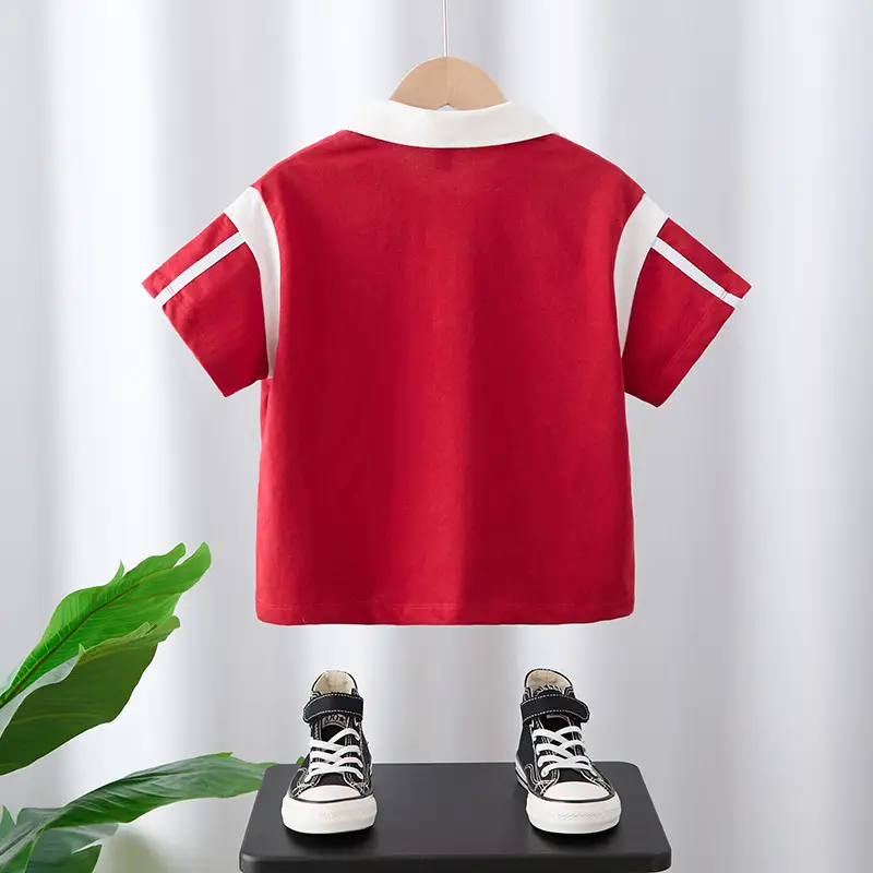 Boys Red Polo Shirt Summer 2025 Big Kids - Image 3
