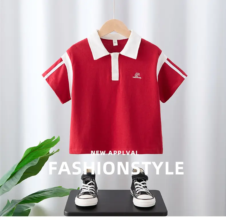 Boys Red Polo Shirt Summer 2025 Big Kids — feature 1