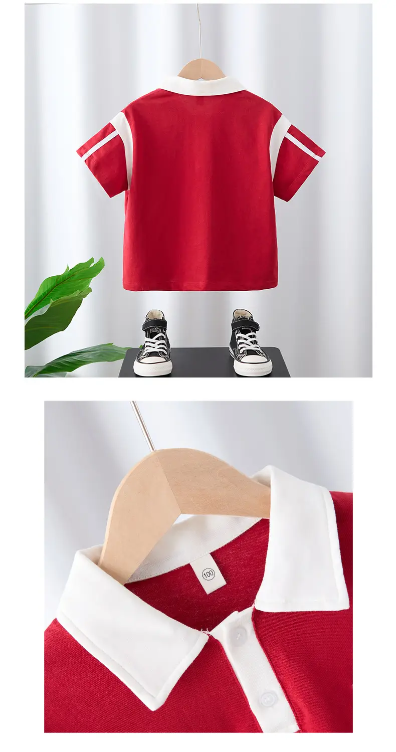 Boys Red Polo Shirt Summer 2025 Big Kids — feature 5