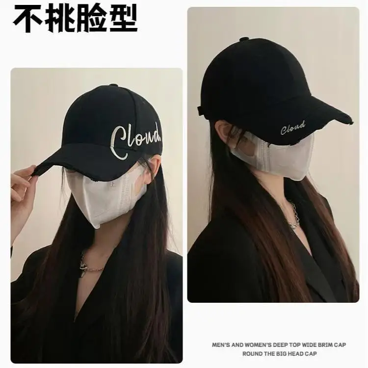Women Duckbill Cap Summer Letter Large Circumference Korean Style — feature 6