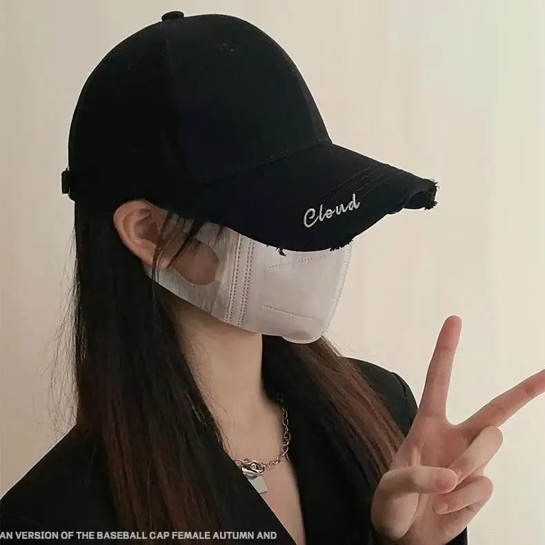 Women Duckbill Cap Summer Letter Large Circumference Korean Style — feature 9