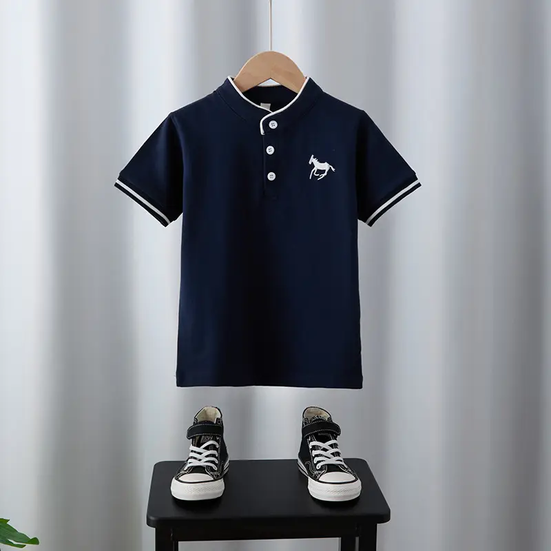 Boys Summer Polo T-Shirt White Navy Green 2025 - Image 6