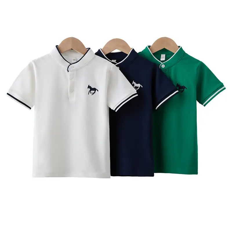 Boys Summer Polo T-Shirt White Navy Green 2025 - Image 8