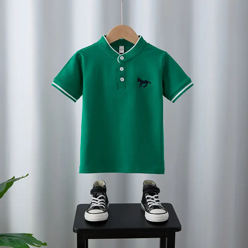 Boys Summer Polo T-Shirt White Navy Green 2025 - Image 3