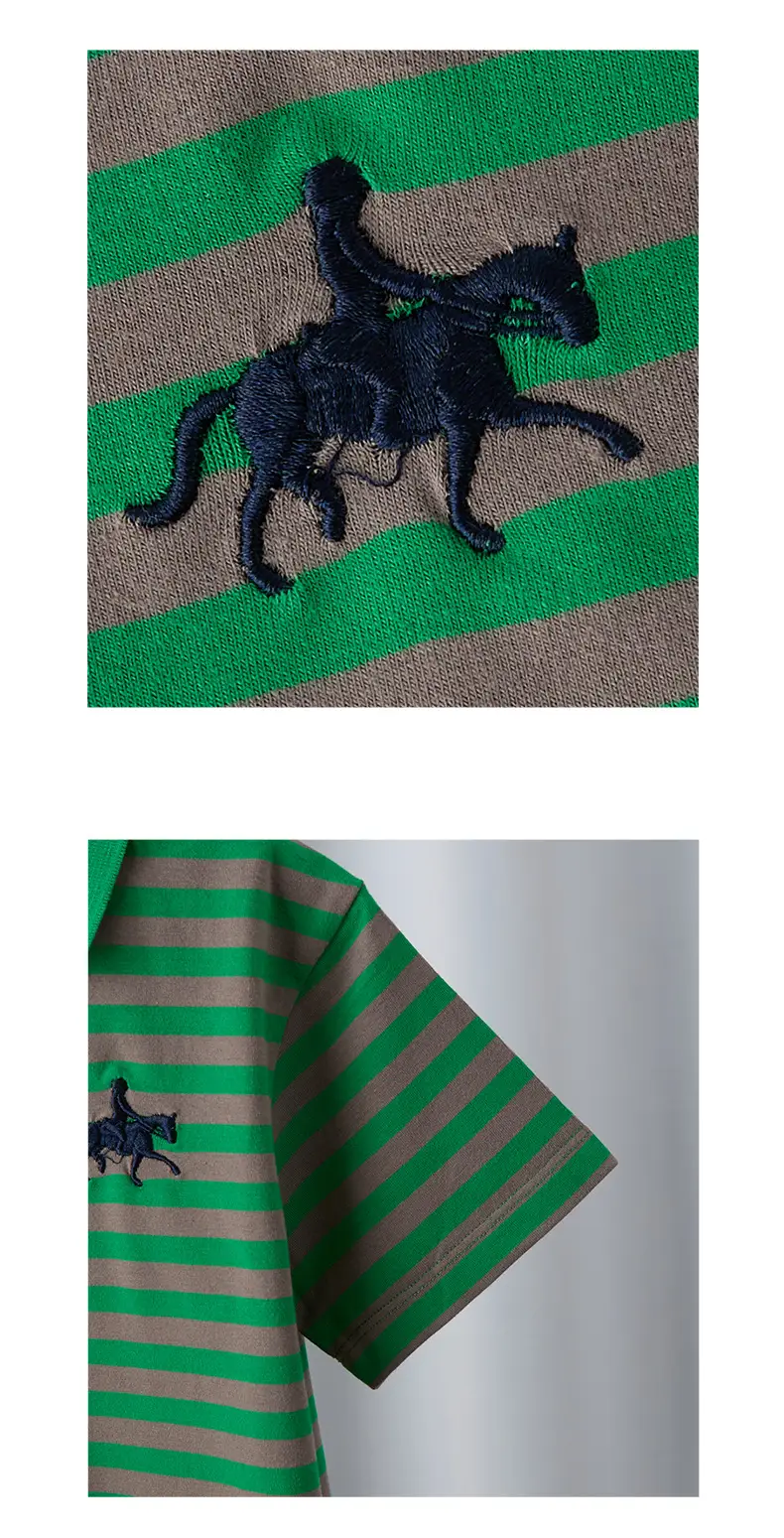 Boys Lapel Polo Shirt Suit Green Striped 2025 — feature 6