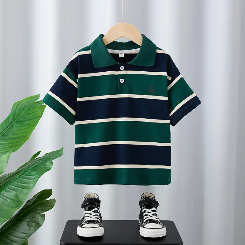 Boys Striped Polo T-Shirt Medium Large Summer Wear - Image 4