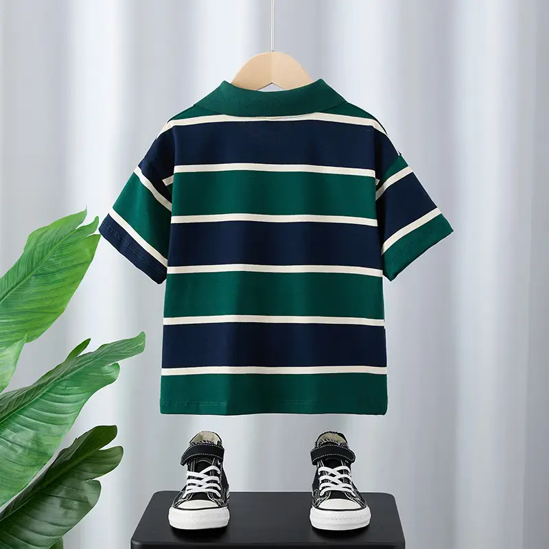 Boys Striped Polo T-Shirt Medium Large Summer Wear - Image 6