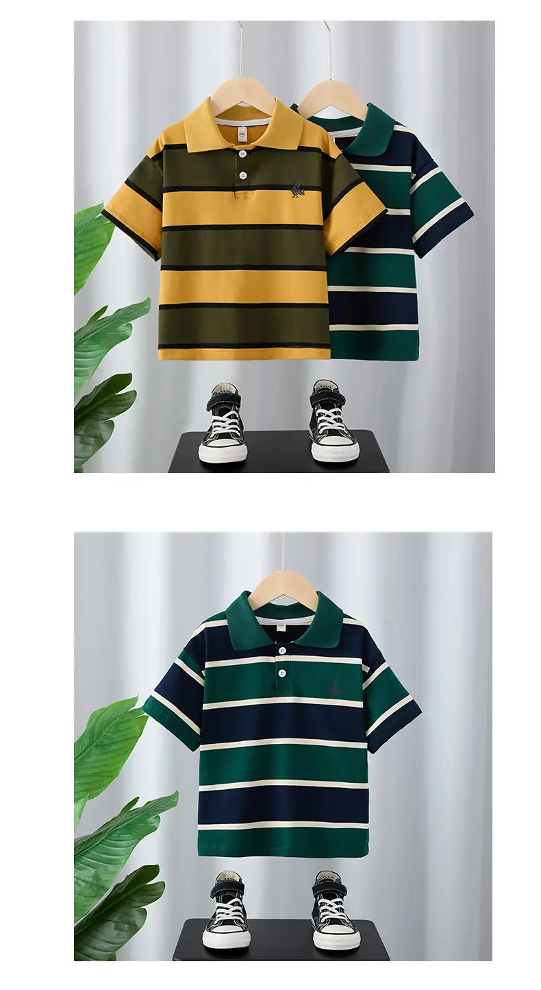 Boys Striped Polo T-Shirt Medium Large Summer Wear — feature 6