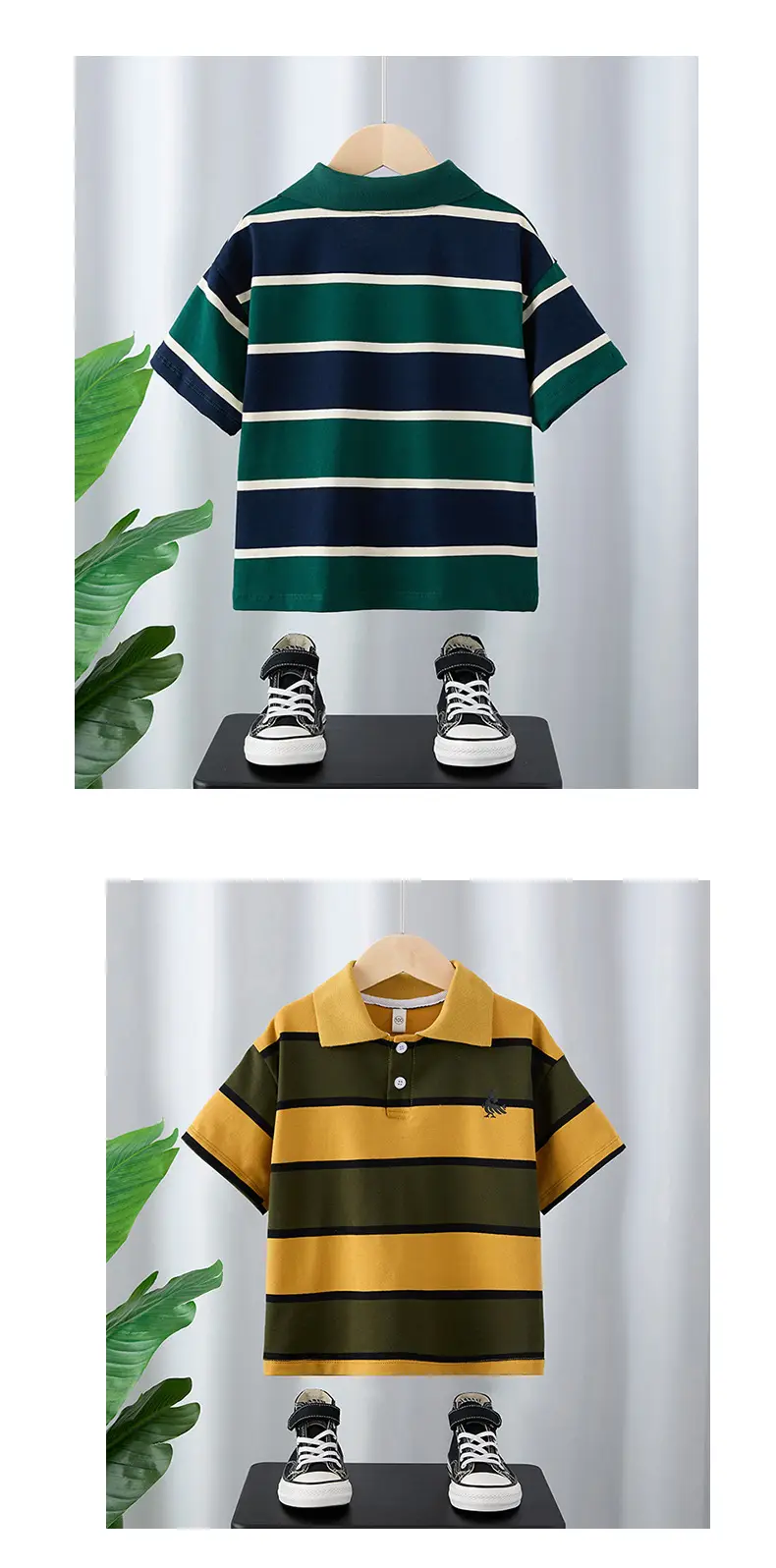 Boys Striped Polo T-Shirt Medium Large Summer Wear — feature 7