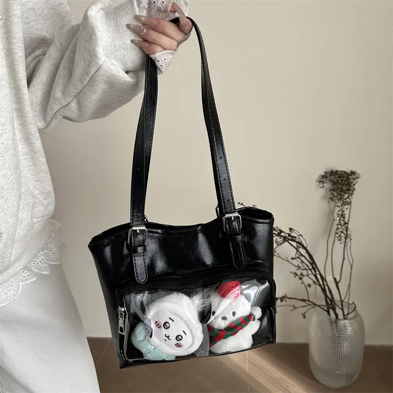 New Japanese Style Heart Tote Bag with Clear Window - Image 3