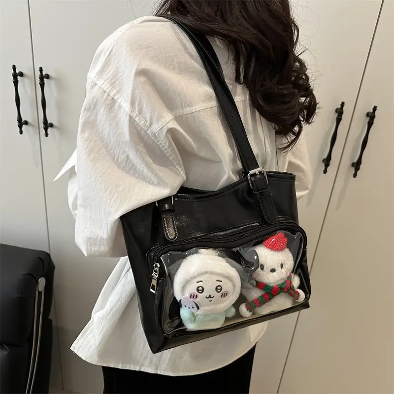 New Japanese Style Heart Tote Bag with Clear Window - Image 4