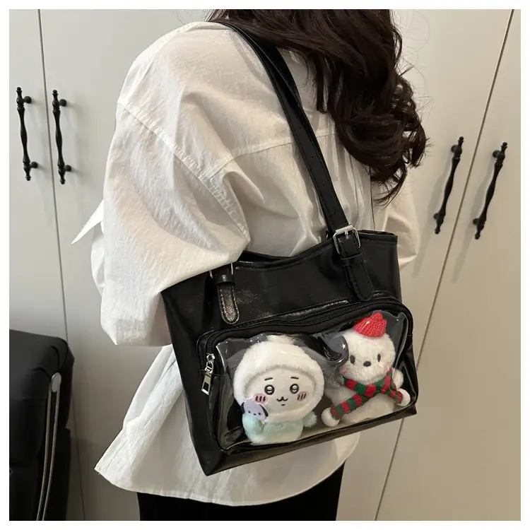 New Japanese Style Heart Tote Bag with Clear Window — feature 12