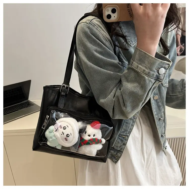 New Japanese Style Heart Tote Bag with Clear Window — feature 20