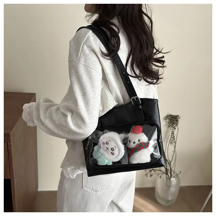 New Japanese Style Heart Tote Bag with Clear Window — feature 21