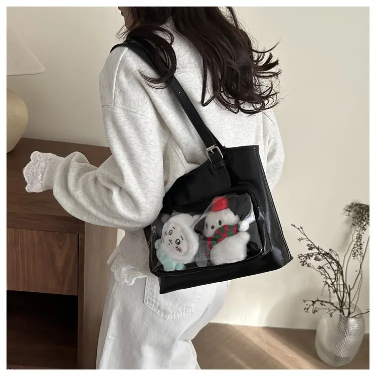 New Japanese Style Heart Tote Bag with Clear Window — feature 22