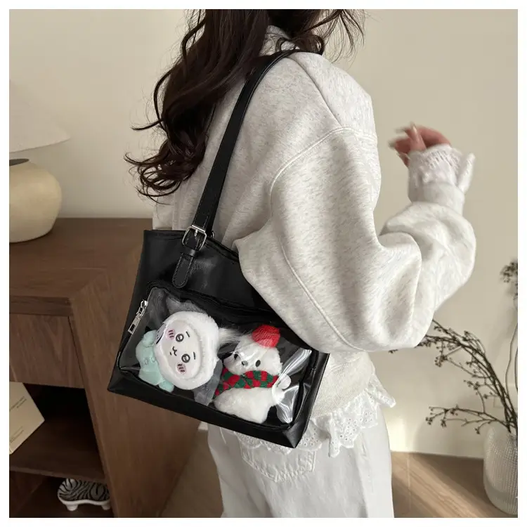 New Japanese Style Heart Tote Bag with Clear Window — feature 23