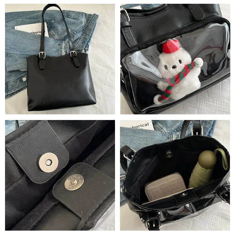 New Japanese Style Heart Tote Bag with Clear Window — feature 8