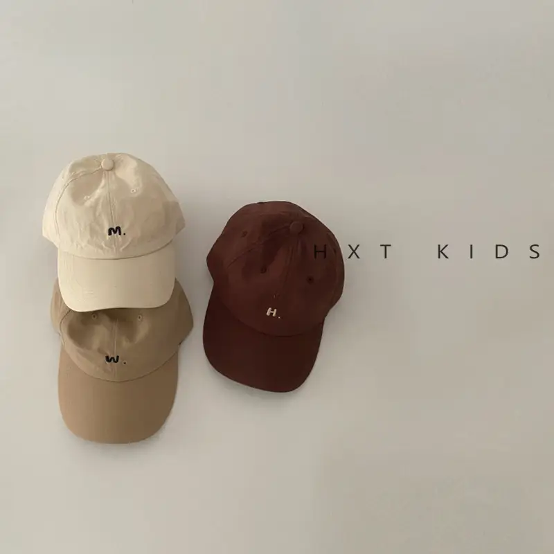 Children's Cap Light Brown Letter Embroidery - Image 10