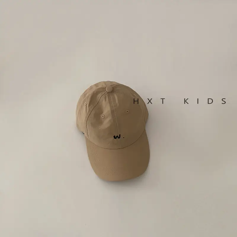 Children's Cap Light Brown Letter Embroidery - Image 2