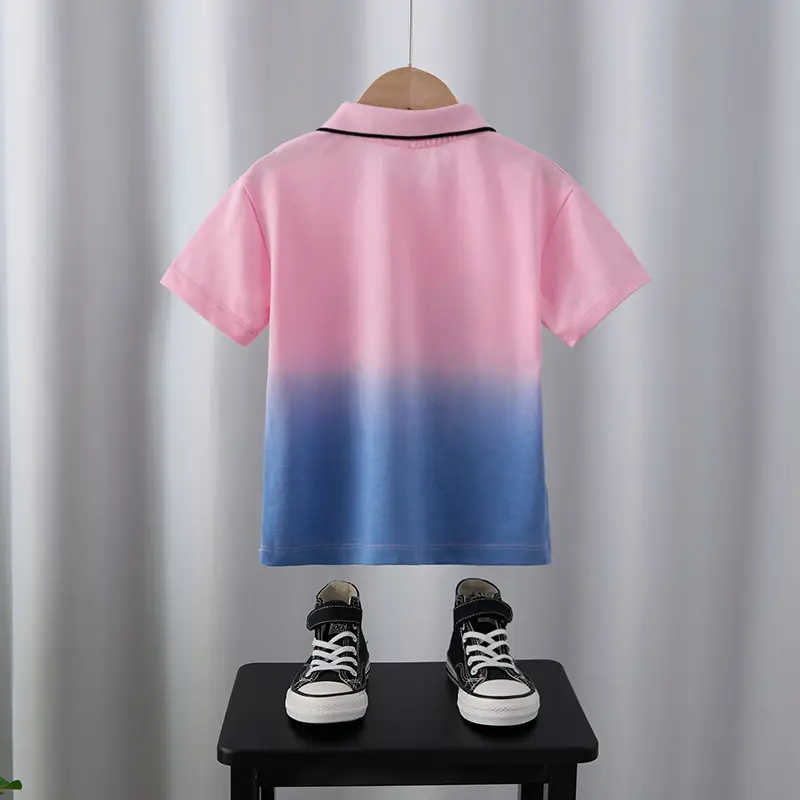 Boys Gradient Polo Shirt Pink Blue Summer 2025 - Image 5