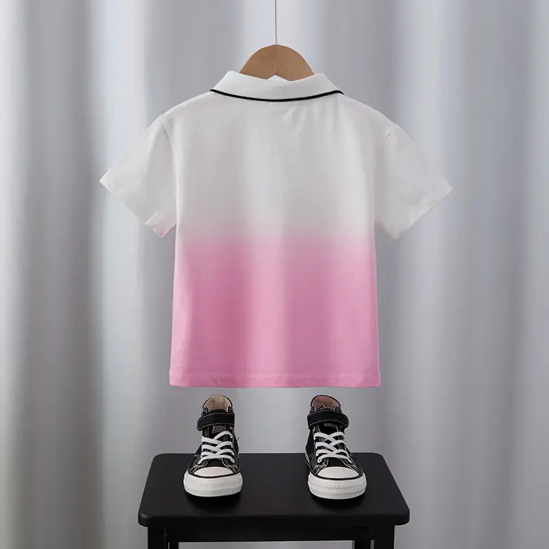 Boys Gradient Polo Shirt Pink Blue Summer 2025 - Image 6
