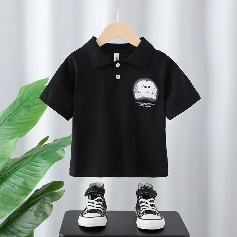Boys Black Polo T-Shirt Summer 2025 Kids - Image 4