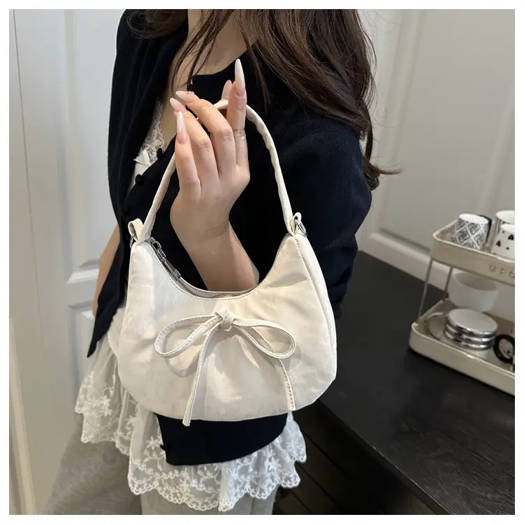 Women's White Lace-Up Crossbody Bag with Bow — feature 11