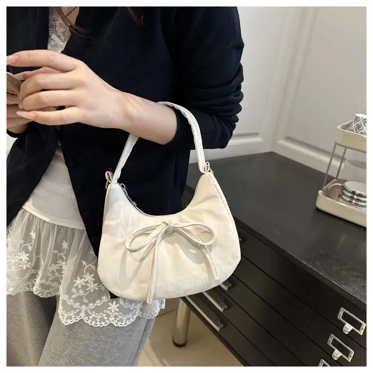 Women's White Lace-Up Crossbody Bag with Bow — feature 12