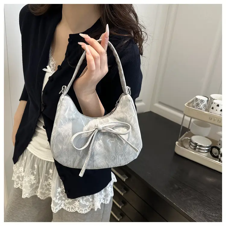 Women's White Lace-Up Crossbody Bag with Bow — feature 15