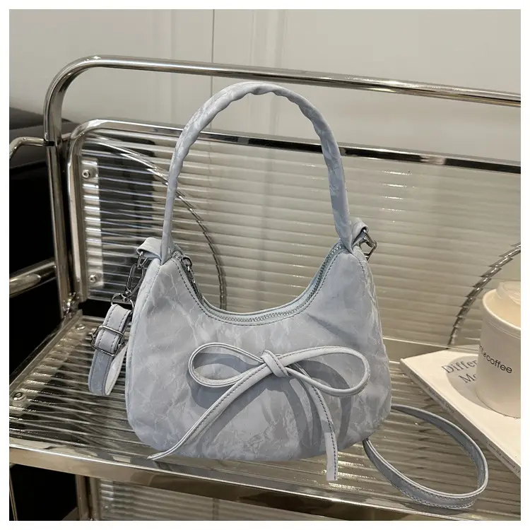 Women's White Lace-Up Crossbody Bag with Bow — feature 25