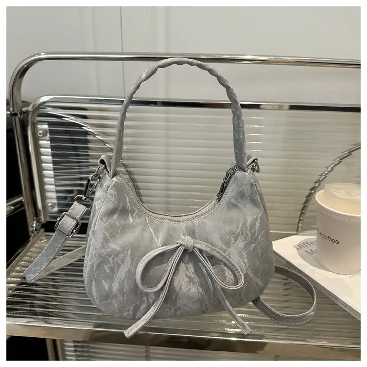 Women's White Lace-Up Crossbody Bag with Bow — feature 26