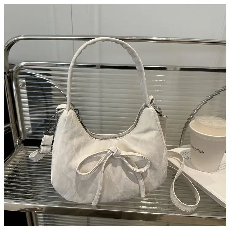 Women's White Lace-Up Crossbody Bag with Bow — feature 29