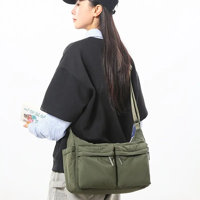 Women Green Zip Pocket Shoulder Bag 2026 - Image 3