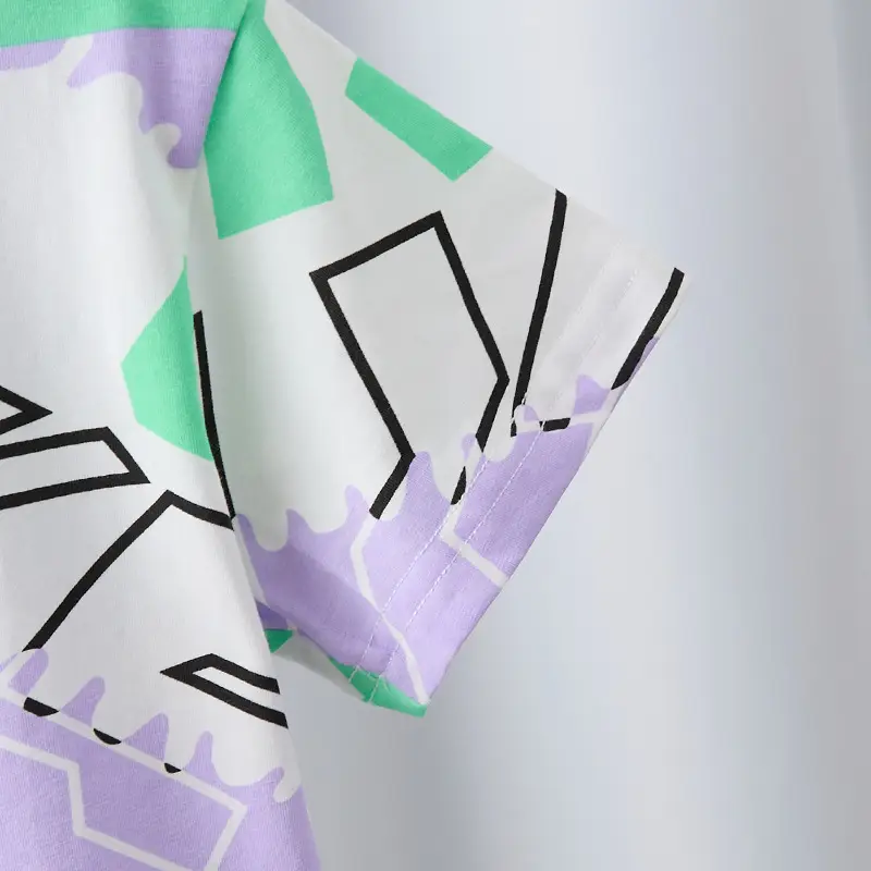 Boys 2025 Summer Polo Shirt Purple Geometric Design - Image 5