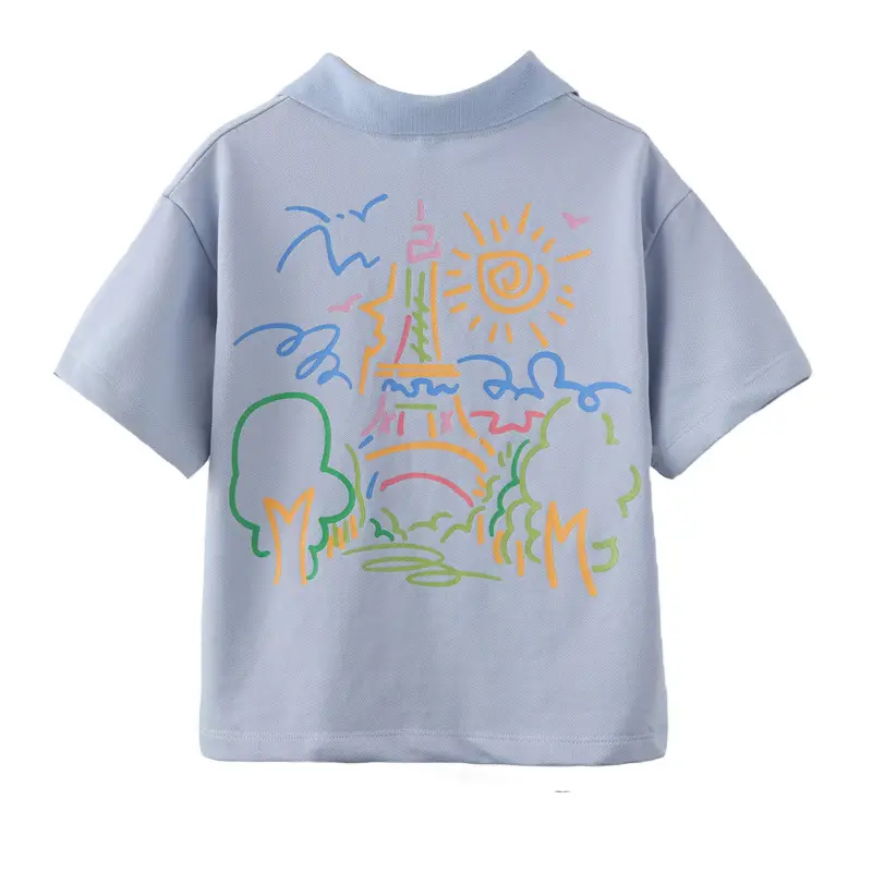 Children's Light Blue Graffiti Short Sleeve T-Shirt Mid Large