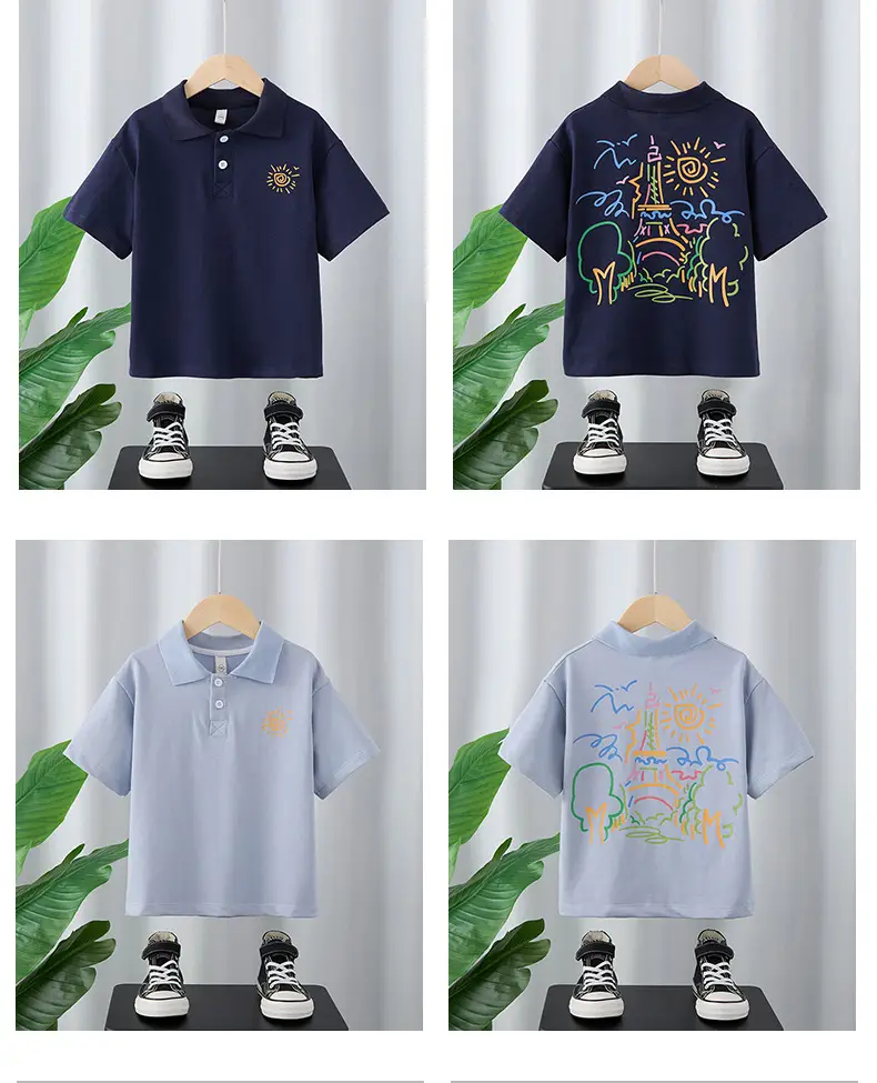 Children's Light Blue Graffiti Short Sleeve T-Shirt Mid Large — feature 3
