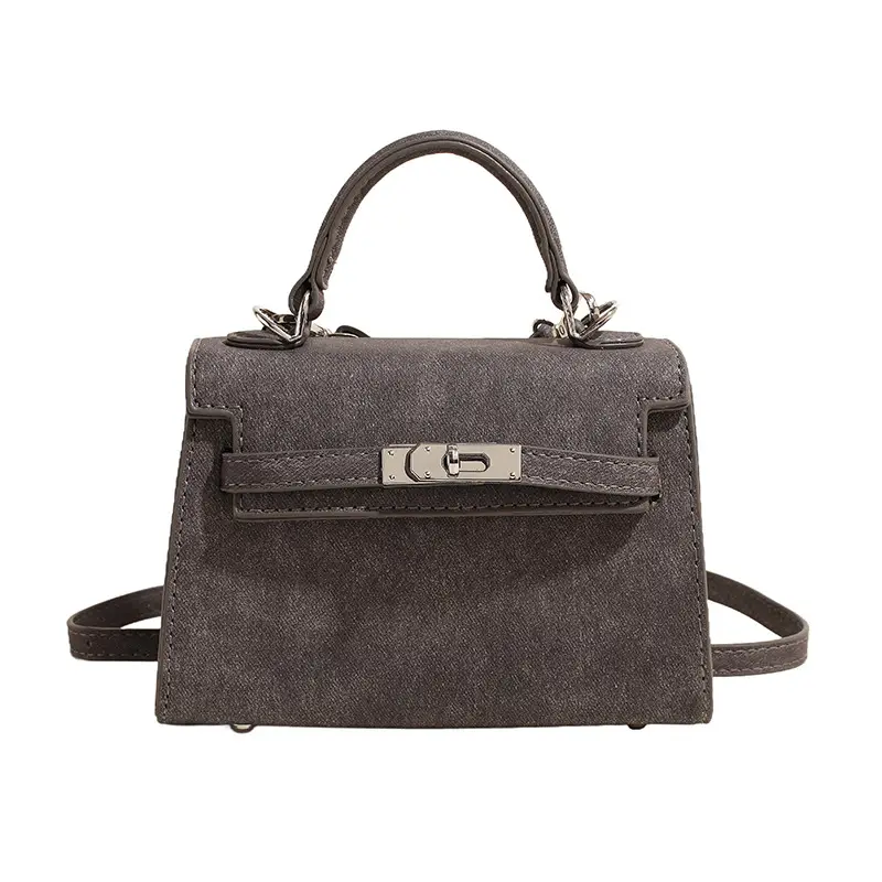 Vintage Grey Textured Kelly Shoulder Bag for Women 2026 - Image 9