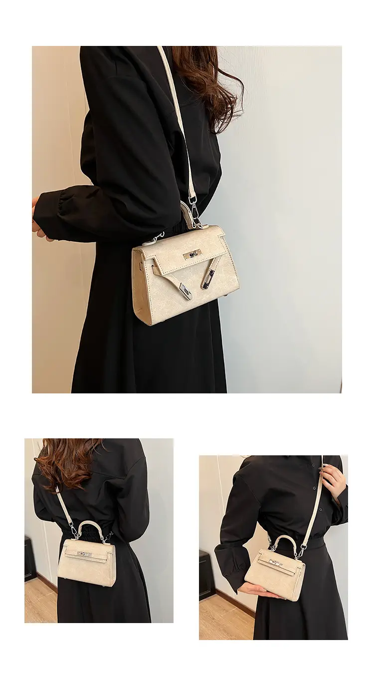 Vintage Grey Textured Kelly Shoulder Bag for Women 2026 — feature 14