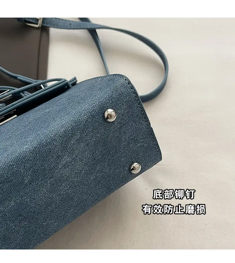 Vintage Grey Textured Kelly Shoulder Bag for Women 2026 — feature 5