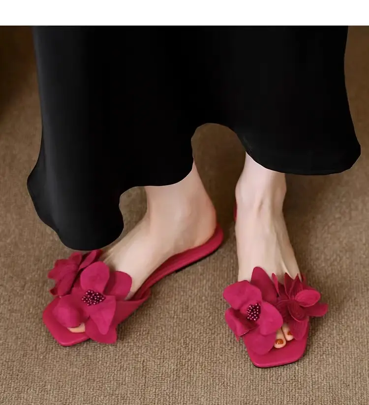 Sexy Floral Flat Slippers Women Pink 2024 — feature 6