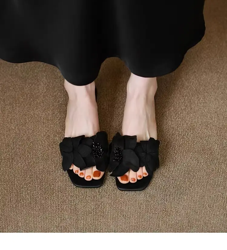 Sexy Floral Flat Slippers Women Pink 2024 — feature 8