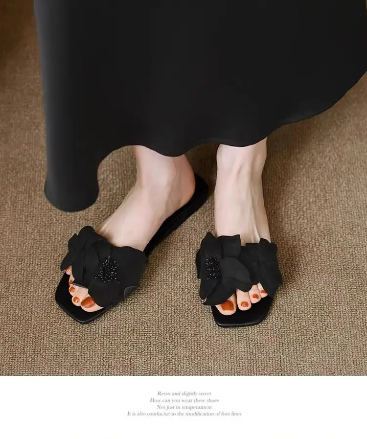 Sexy Floral Flat Slippers Women Pink 2024 — feature 9