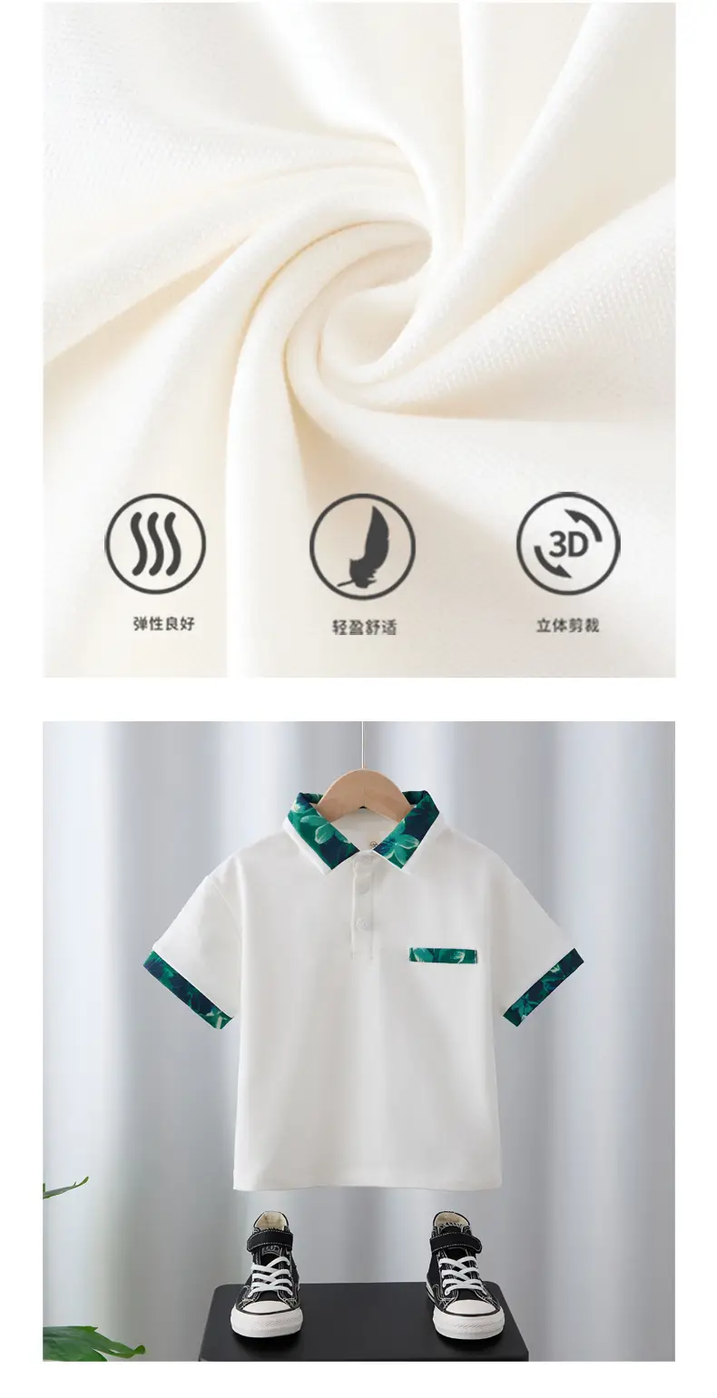 Boys White Polo T-Shirt Medium Large Summer Wear — feature 5