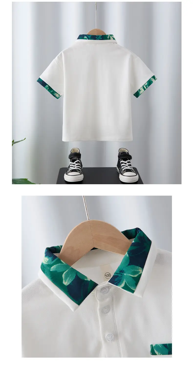 Boys White Polo T-Shirt Medium Large Summer Wear — feature 6
